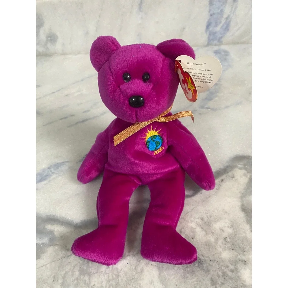 Ty Beanie Baby Millennium Purple Y2K 2000 Bear 1999‎ With Swing Tag